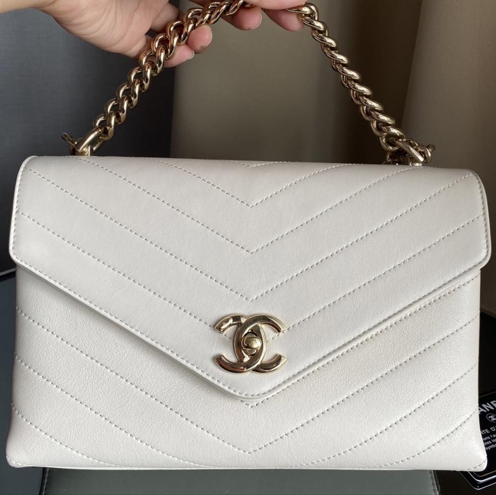 Chanel Coco Cheveon Flap Bag (Ivory)